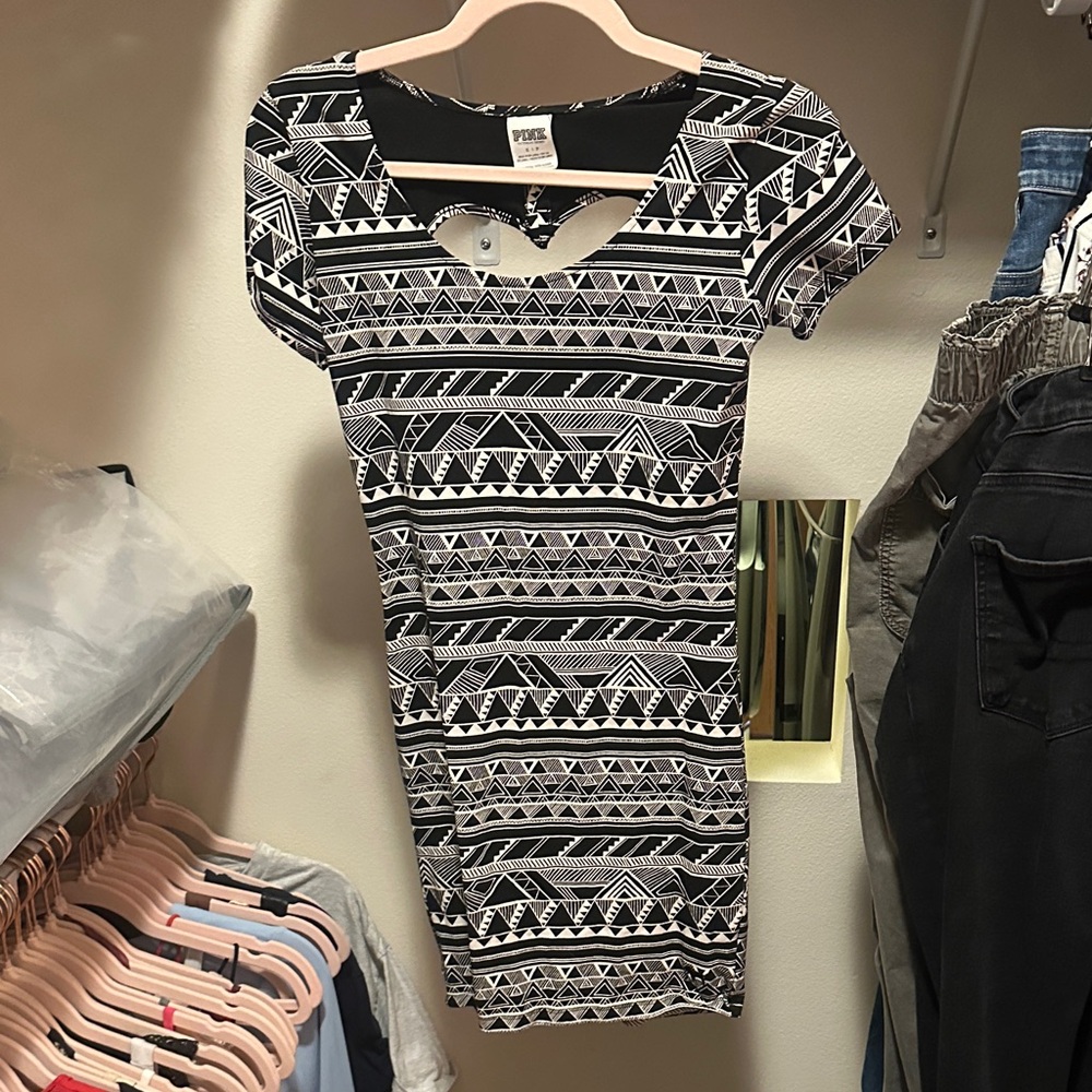 PINK Victoria's Secret Black and White Patterned Mini Dress